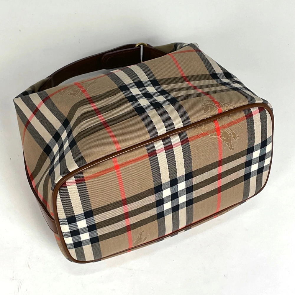 Burberry Canvas Handbag Check Brown